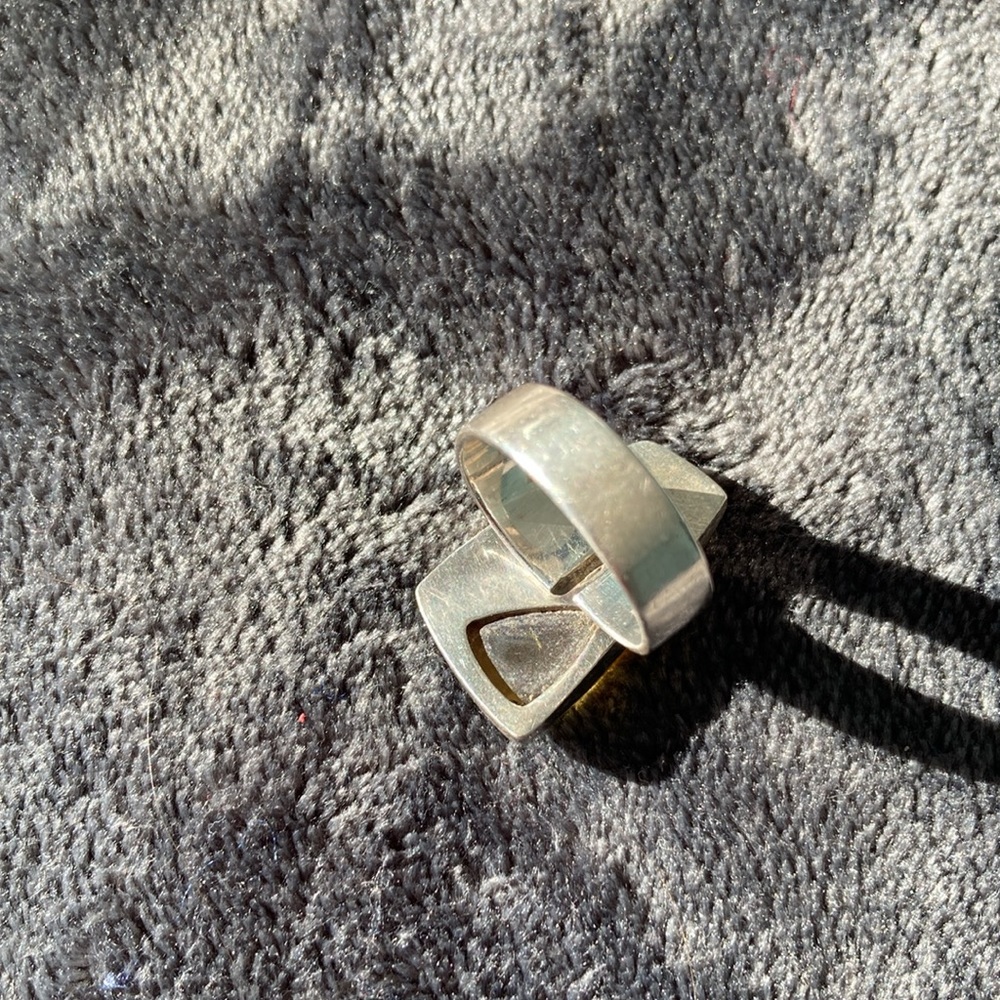 Amber And Silver Adjustable Ring - image 4